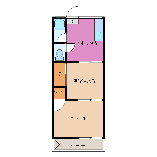 津市高茶屋のアパートの間取り