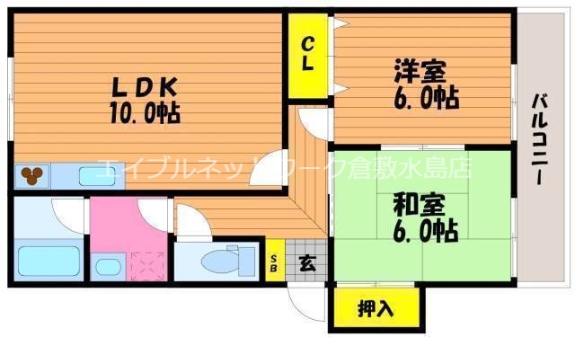 岡山市南区植松のアパートの間取り