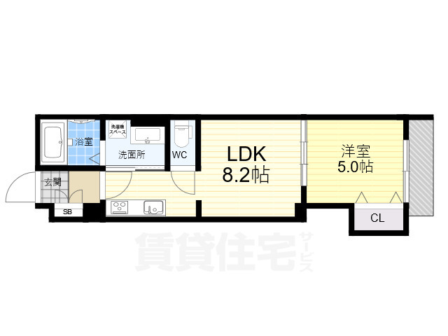 東大阪市東山町のアパートの間取り