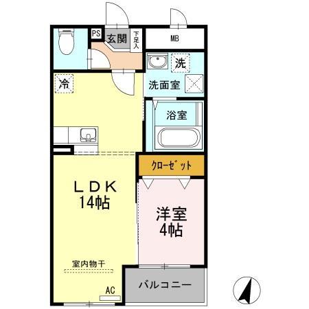 山口市小郡明治のマンションの間取り