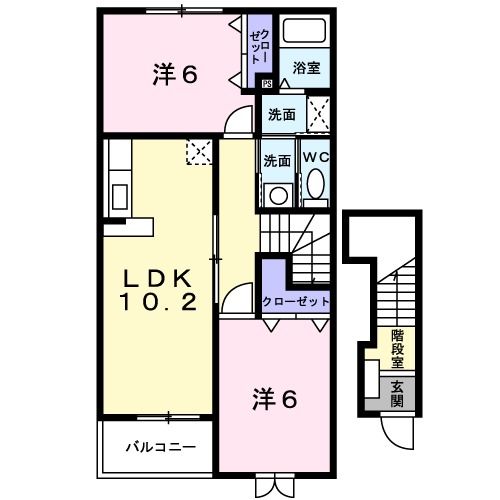 【能美市泉台町のアパートの間取り】