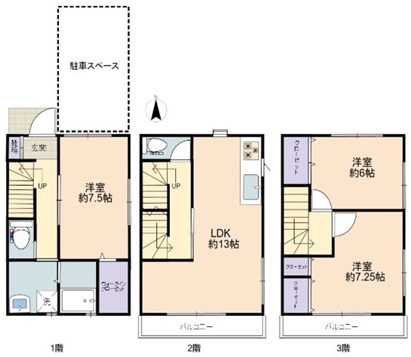 都営新宿線 住吉駅 徒歩10分 3階建 築8年の間取り写真