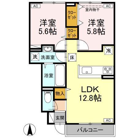 松山市朝生田町のアパートの間取り