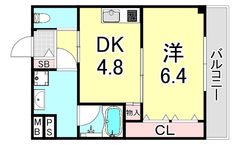 尼崎市築地のマンションの間取り