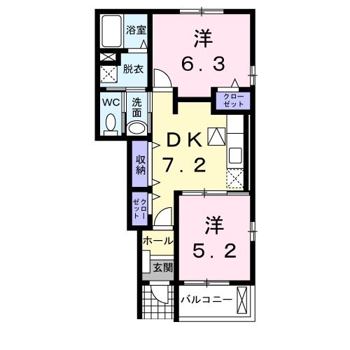 美濃加茂市下米田町則光のアパートの間取り