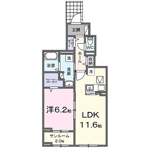 姫路市花田町上原田のアパートの間取り