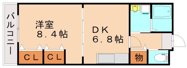 北九州市八幡西区木屋瀬のアパートの間取り