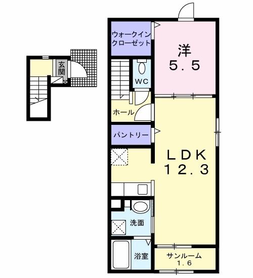 【長野市篠ノ井御幣川のアパートの間取り】