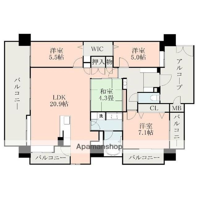 トラスト大津ネクサージュ　１１０６号の間取り