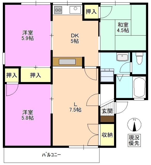 グラースノザワＡの間取り