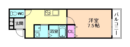 大阪市西淀川区出来島のアパートの間取り