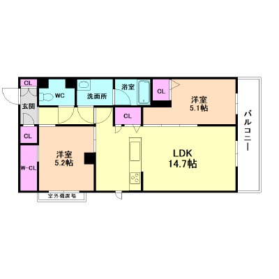 大阪市淀川区木川西のマンションの間取り