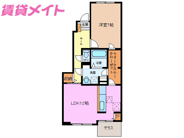 鈴鹿市末広東のアパートの間取り