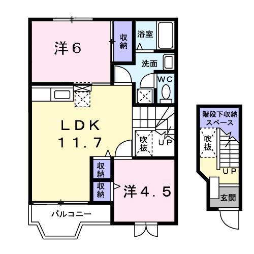 山口市吉敷中東のアパートの間取り