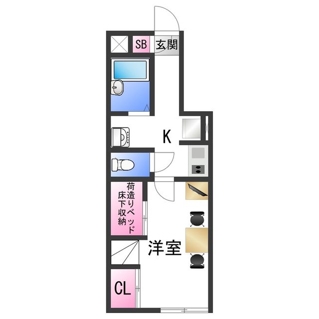 和歌山市中のアパートの間取り