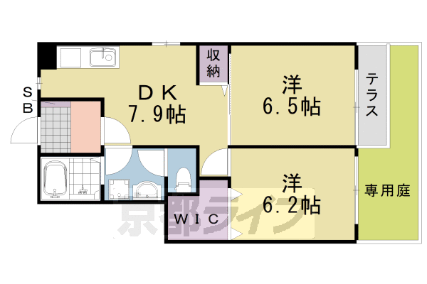 南丹市園部町城南町のアパートの間取り