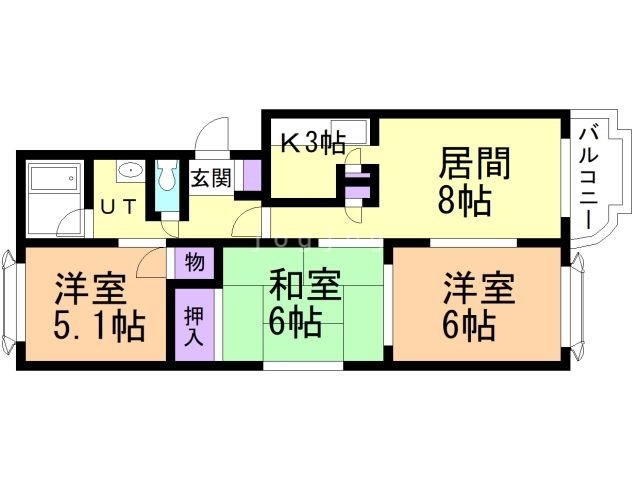 札幌市西区西町北のマンションの間取り