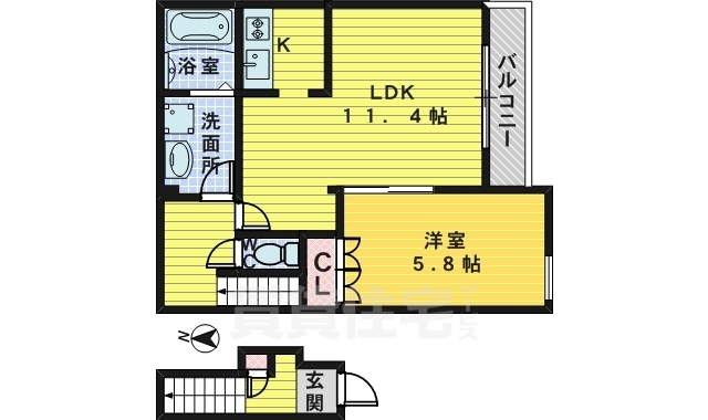 堺市東区日置荘原寺町のアパートの間取り