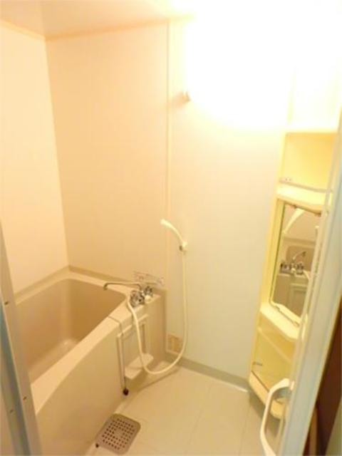 バス・シャワールーム　収納、鏡付きのバス