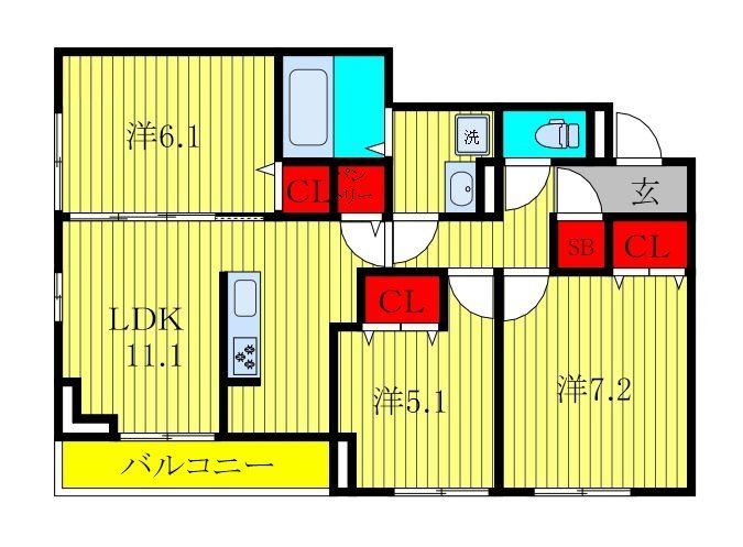 D-ROOM都賀2丁目II A棟の間取り写真