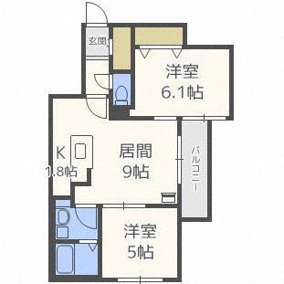 地下鉄南北線 北３４条駅 徒歩6分 4階建 築11年の間取り写真