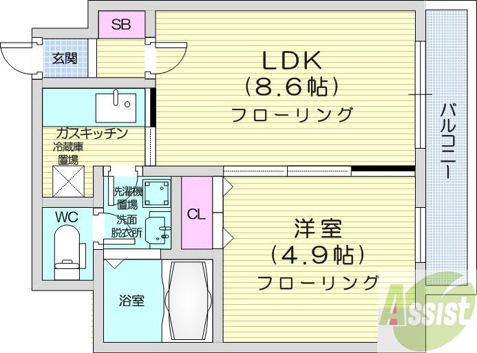 地下鉄東豊線 豊水すすきの駅 徒歩1分 15階建 築21年の間取り写真