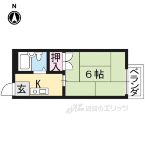 京都市右京区嵯峨中山町のアパートの間取り