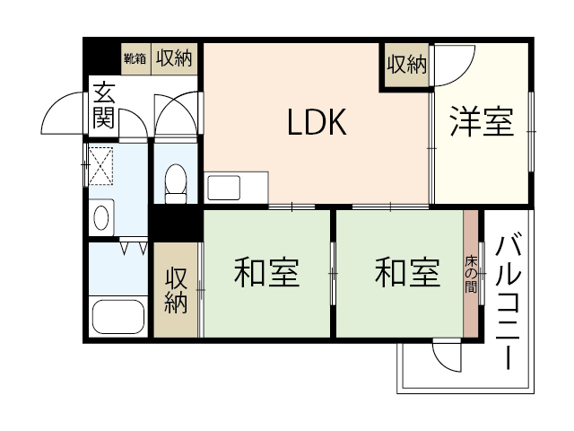 広島市東区牛田本町のマンションの間取り