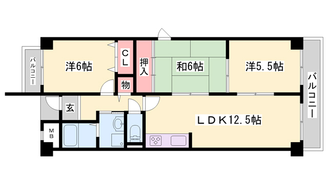 明石市大久保町松陰のマンションの間取り