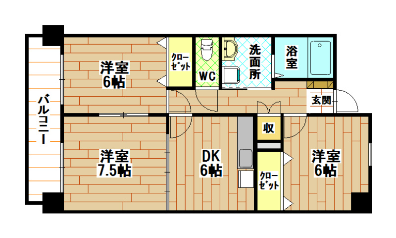 北九州市小倉南区守恒本町のマンションの間取り