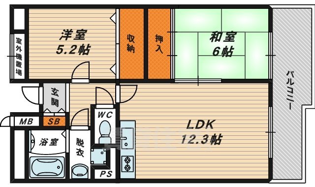 大阪市城東区放出西のマンションの間取り