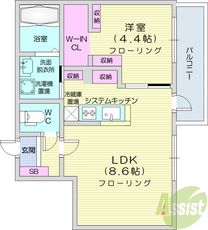 【札幌市北区麻生町のマンションの間取り】