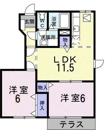 今治市南鳥生町のアパートの間取り