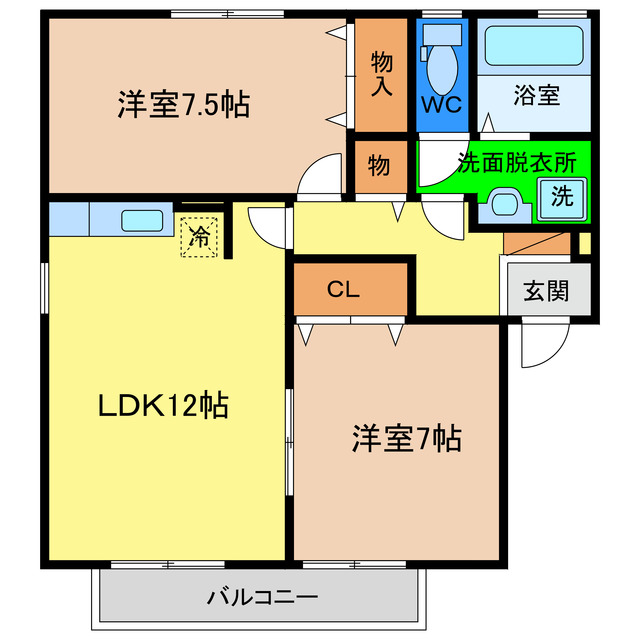 徳島市八万町のアパートの間取り