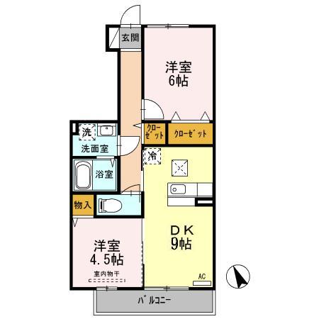 福山市新市町大字戸手のアパートの間取り