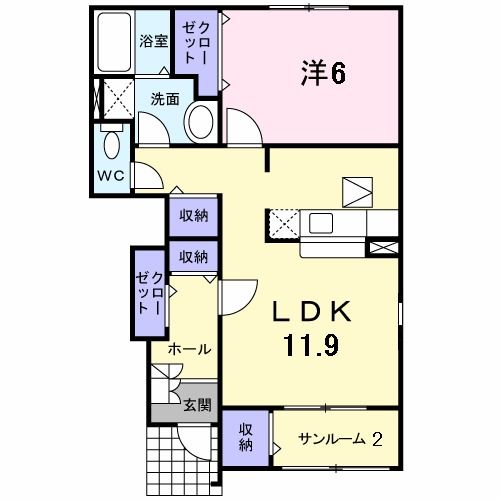 新潟市江南区砂岡のアパートの間取り