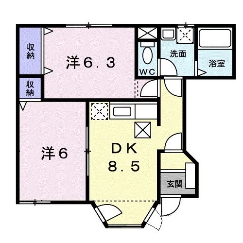 相馬市沖ノ内のアパートの間取り