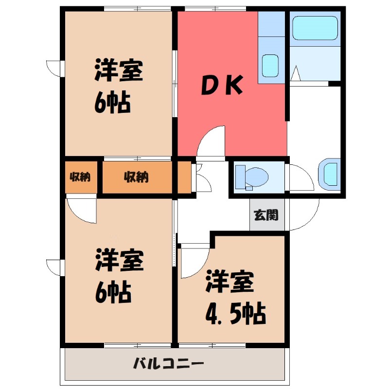 伊勢崎市宗高町のアパートの間取り