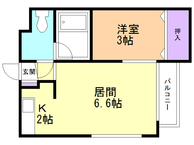 札幌市西区八軒二条東のマンションの間取り