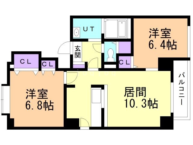 札幌市東区北四十三条東のマンションの間取り