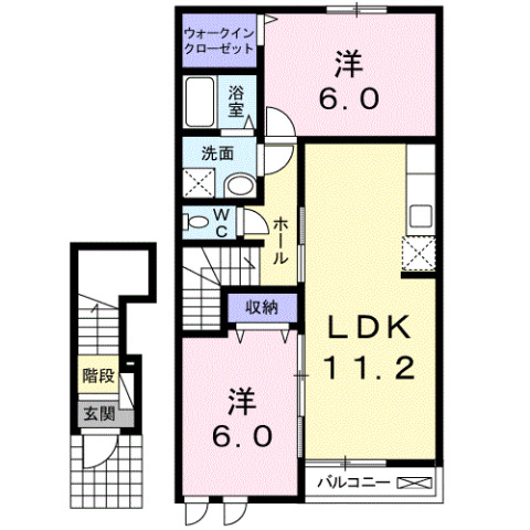 大竹市南栄のアパートの間取り