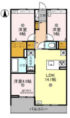 葛城市北花内のアパートの間取り