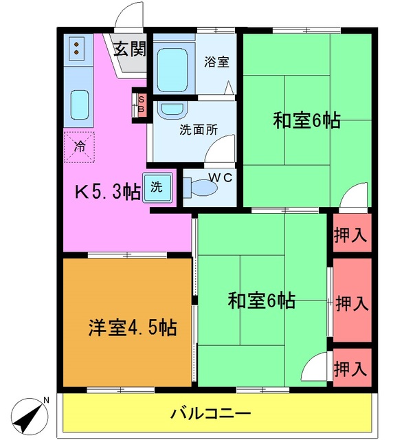 市川市曽谷のアパートの間取り