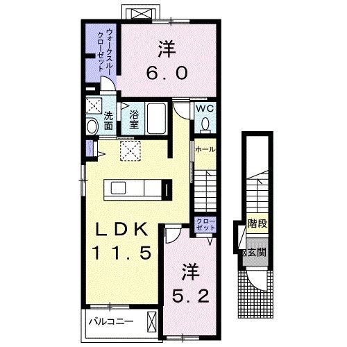 亘理郡亘理町逢隈中泉のアパートの間取り