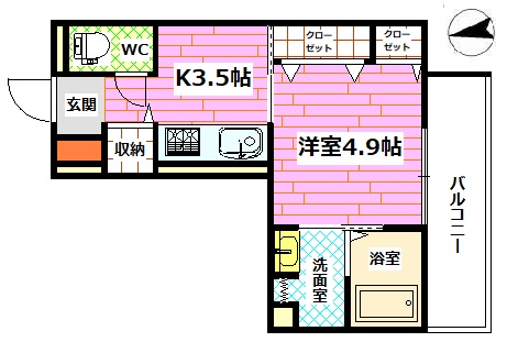 広島市安芸区船越のアパートの間取り