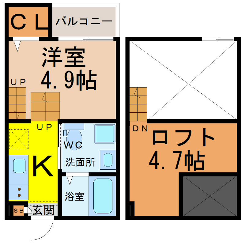 【名古屋市瑞穂区内浜町のアパートの間取り】