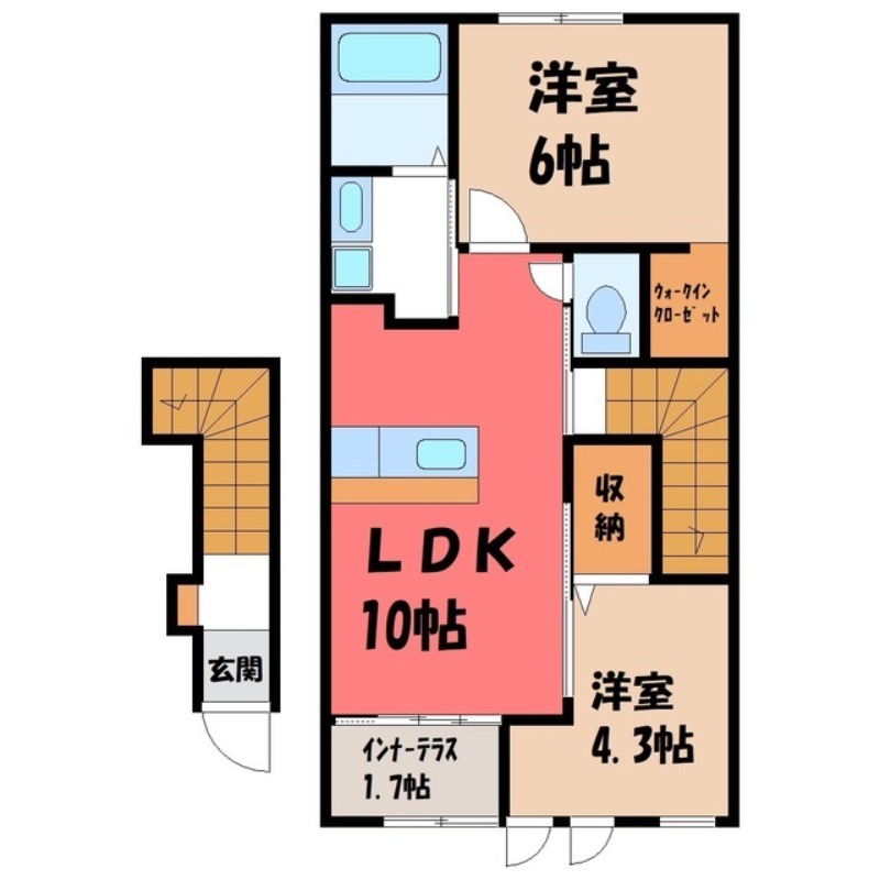 【宇都宮市中里町のアパートの間取り】