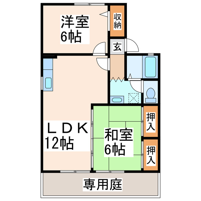 【熊本市東区長嶺南のアパートの間取り】