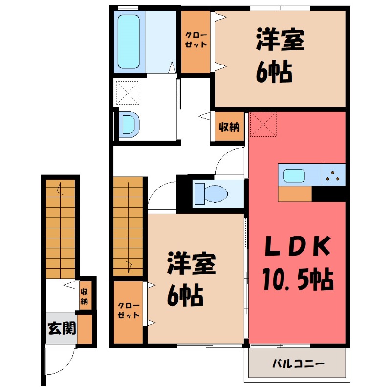 前橋市野中町のアパートの間取り