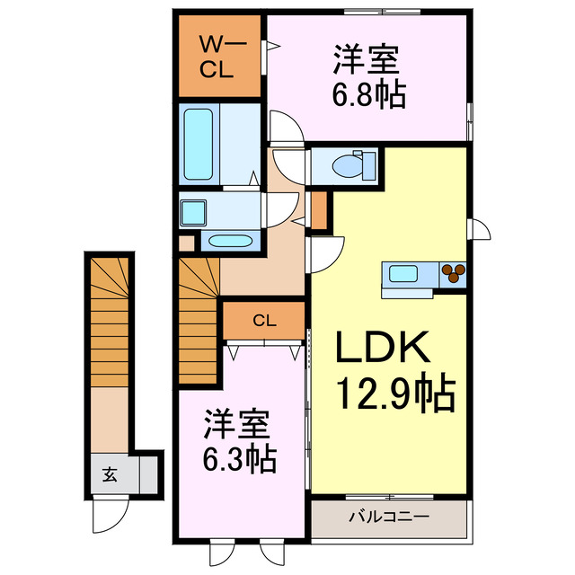 古河市鴻巣のアパートの間取り